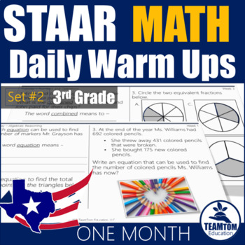 Preview of STAAR Math Daily Warm Ups Grade 3 Set #2