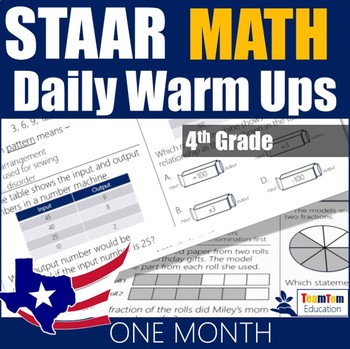Preview of STAAR Math Daily Warm Ups Grade 4 Set #1