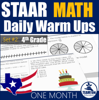 Preview of STAAR Math Daily Warm Ups Grade 4 Set #2