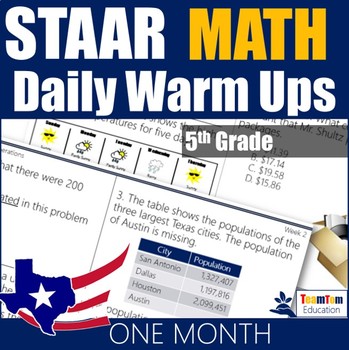 Preview of STAAR Math Daily Warm Ups Grade 5 Set #1