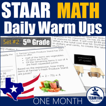 Preview of STAAR Math Daily Warm Ups Grade 5 Set #2