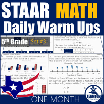 Preview of STAAR Math Daily Warm Ups Grade 5 Set #3