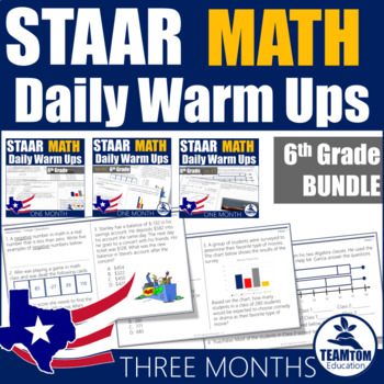 Preview of STAAR Math Daily Warm Ups Grade 6 (Bundle)