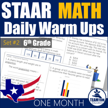 Preview of STAAR Math Daily Warm Ups Grade 6 Set #2