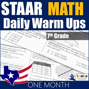 Preview of STAAR Math Daily Warm Ups Grade 7 Set #1