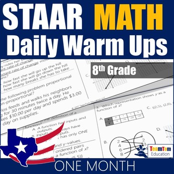 Preview of STAAR Math Daily Warm Ups Grade 8 Set #1