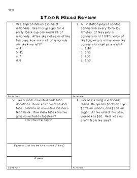 Preview of STAAR Math Review 4th: TEKS 4.2A, 4.2B, 4.2G, 4.4A, 4.5A, 4.4H, 4.8C, 4.6D