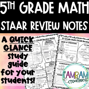 Preview of STAAR Math Review - 5th Grade