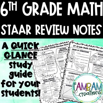Preview of STAAR Math Review - 6th Grade