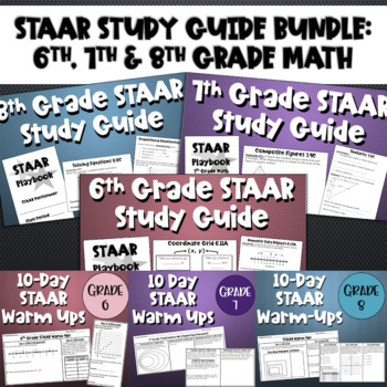 Preview of STAAR Math Study Guide AND Warm-Ups Review BUNDLE