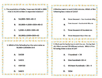 Preview of 3rd Grade Decomposing numbers Math STAAR Test Prep Review Resources