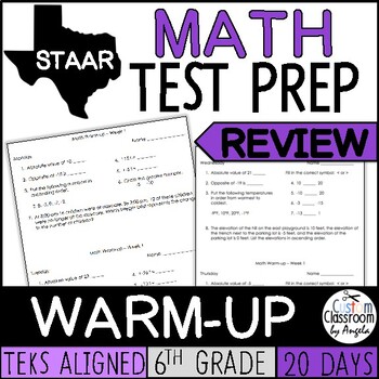 Preview of STAAR Math Warm-up 6th Grade | Print & Digital