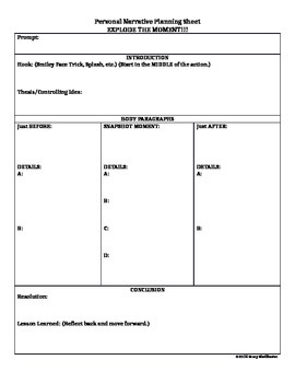 Preview of STAAR Personal Narrative Planning Sheet