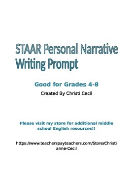 Preview of STAAR Personal Narrative writing prompt