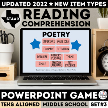 Preview of STAAR Poetry Activities PowerPoint Game Poem Analysis Figurative Language Theme