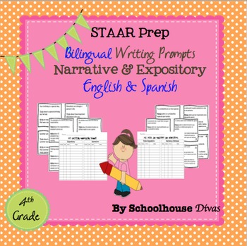 Preview of STAAR Prep Writing Prompts/Expository/Narrative in English and Spanish 4th Grade