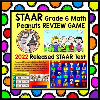 Preview of STAAR REVIEW GAME 6th grade Math 2022 Released TEST Interactive Powerpoint + KEY
