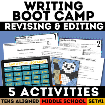 Preview of STAAR Revising, Editing & Writing Prompts Boot Camp Test Prep Practice & Review