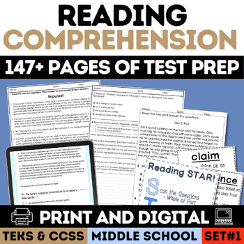 Preview of Reading Comprehension Passages & Questions ELA STAAR Test Prep Bundle NonFiction