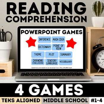 Preview of STAAR Test Prep Reading Comprehension Games Fun ELA Activities Middle School PPT