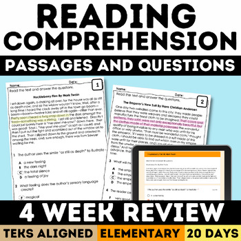 Preview of STAAR Reading Comprehension Review Test Prep for 3rd 4th 5th Grade Practice
