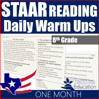 Preview of STAAR Reading Daily Warm Ups 8th Grade #1