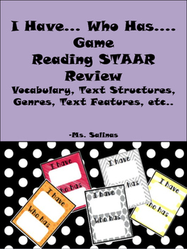 Preview of STAAR Reading Review Game- I have Who has (Benchmark) (STAAR) (Key Terms)