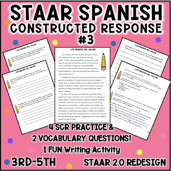Preview of STAAR Reading Spanish Short Constructed Response SCR 3rd to 5th Set #3