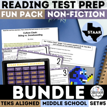 Preview of STAAR NonFiction Fun ELA Activities Middle School Reading Comprehension Practice