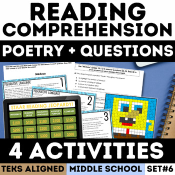 Preview of Reading Comprehension Multiple Choice Poetry Analysis Worksheets & Activities