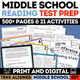STAAR Test Prep Bundle ELA Worksheets 6th 7th 8th Grade Re