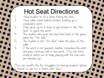 Hot Seat Vocabulary Game ppt.