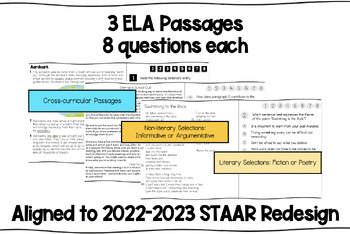 Preview of STAAR Redesign ELA Passages / Digital Test Prep / Practice Reading Comprehension