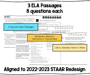 Preview of STAAR Redesign ELA Passages / Test Prep / Reading Comprehension