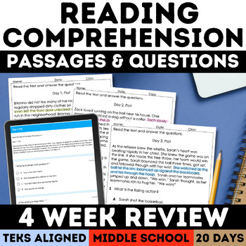 Preview of Reading Practice Passages with Comprehension Questions Worksheets & Homework