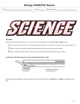 Preview of STAAR Science Review packet - covers TEKS