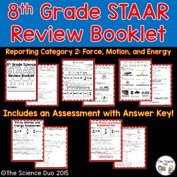 Preview of 8th Grade Science STAAR Review Booklet - Force, Motion, and Energy