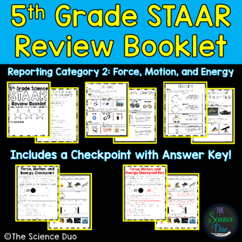 Preview of 5th Grade Science STAAR Review Booklet - Force, Motion, and Energy