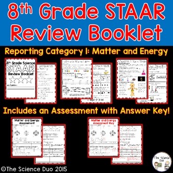 Preview of 8th Grade Science STAAR Review Booklet - Matter and Energy