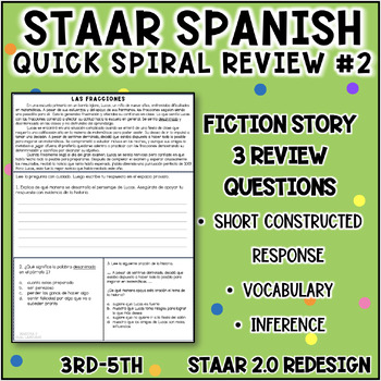 Preview of STAAR Spanish Reading Review #2 | SCR | Vocabulary | Inference 3rd - 5th