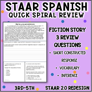 Preview of STAAR Spanish Reading Review | SCR | Vocabulary | Inference 3rd - 5th