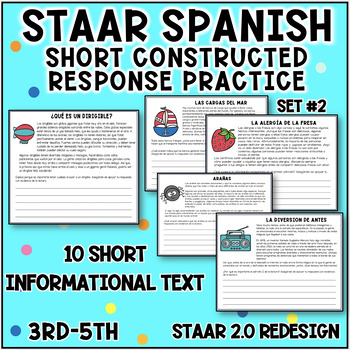 Preview of STAAR Spanish Reading SCR | 10 Mini Passages | Informational | Set 2