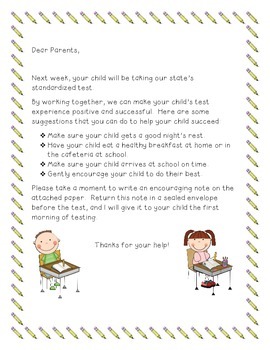 Preview of STAAR Test Letter to Parents
