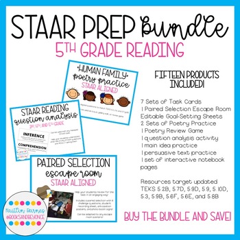 Preview of STAAR Test Prep Bundle: 5th Grade Reading (print + digital resources included)