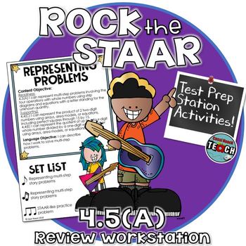 Preview of STAAR Test Prep Station Review Activity TEKS 4.5A Representing Story Problems