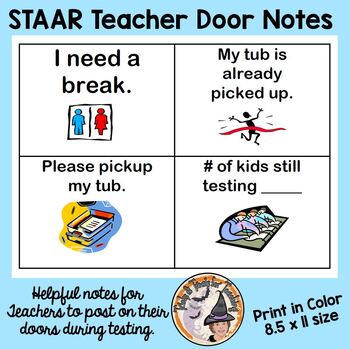 Preview of FREE STAAR Testing Teacher Notes to Post on Classroom Door STAAR Test Prep