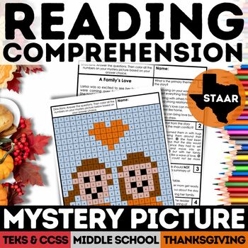 Preview of STAAR Thanksgiving Mystery Picture | Reading Comprehension | Print & Digital