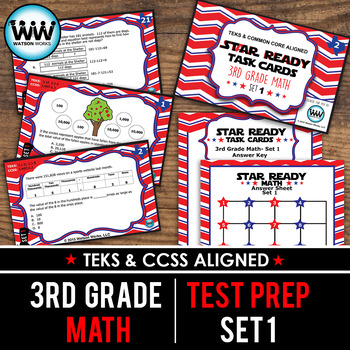 Preview of SET 1 - STAR READY 3rd Grade Math Task Cards - CCSS / STAAR / TEKS-aligned