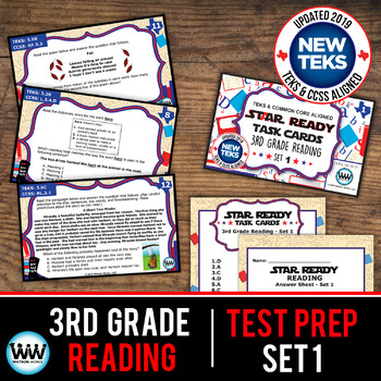 Preview of 3rd Grade STAAR Reading Review Task Cards Set 1 New ELAR TEKS