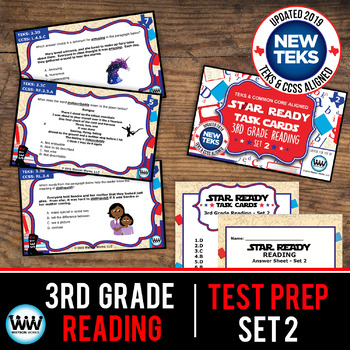 Preview of 3rd Grade STAAR Reading Review Task Cards Set 2 New ELAR TEKS